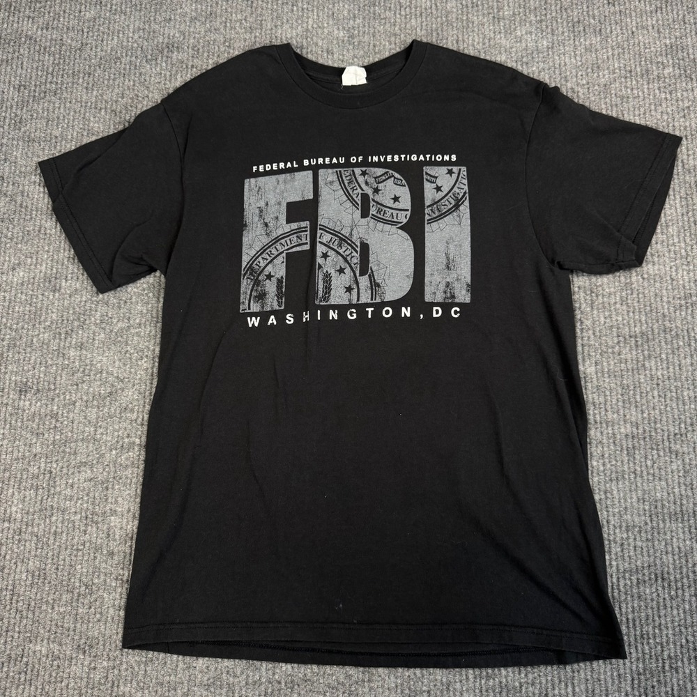 FBI T Shirt Mens M Black Federal Bureau Investigation Washington DC Graphic Tee